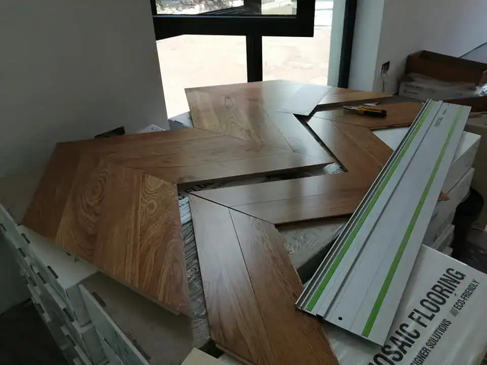Set of wooden parquet boards ready for interior finishing installation
